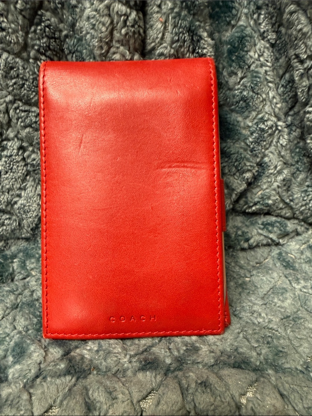 Coach Retro Red Leather Flip Note Pad Card Holder